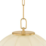 Livia Medium Pendant 16", Aged Brass and Buttermilk Glass