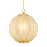 Livia Medium Pendant 16", Aged Brass and Buttermilk Glass