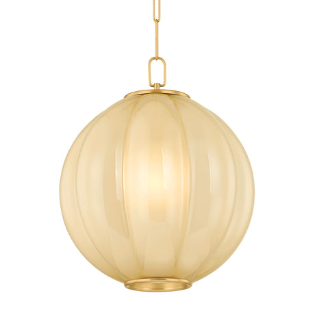 Livia Medium Pendant 16", Aged Brass and Buttermilk Glass