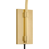 Leif Swing Arm Wall Sconce, Aged Brass, Rattan, and Hemp Shade