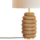 Marisette Table Lamp 28", Aged Brass and Rattan