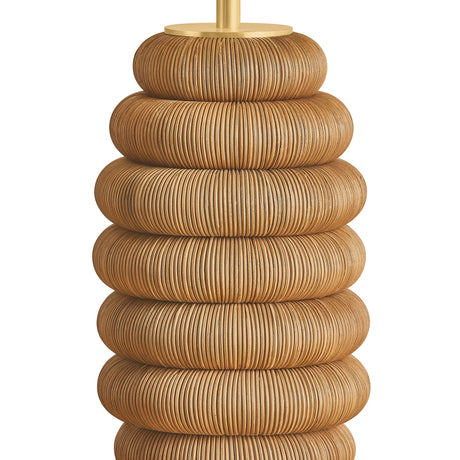 Marisette Table Lamp 28", Aged Brass and Rattan