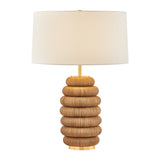 Marisette Table Lamp 28", Aged Brass and Rattan
