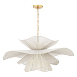 Lotus Chandelier 44", Aged Brass and Natural Cotton