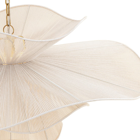 Lotus Chandelier 44", Aged Brass and Natural Cotton