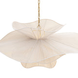 Lotus Chandelier 44", Aged Brass and Natural Cotton
