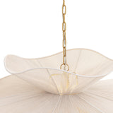 Lotus Chandelier 44", Aged Brass and Natural Cotton