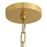 Lotus Chandelier 44", Aged Brass and Natural Cotton