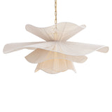 Lotus Chandelier 44", Aged Brass and Natural Cotton