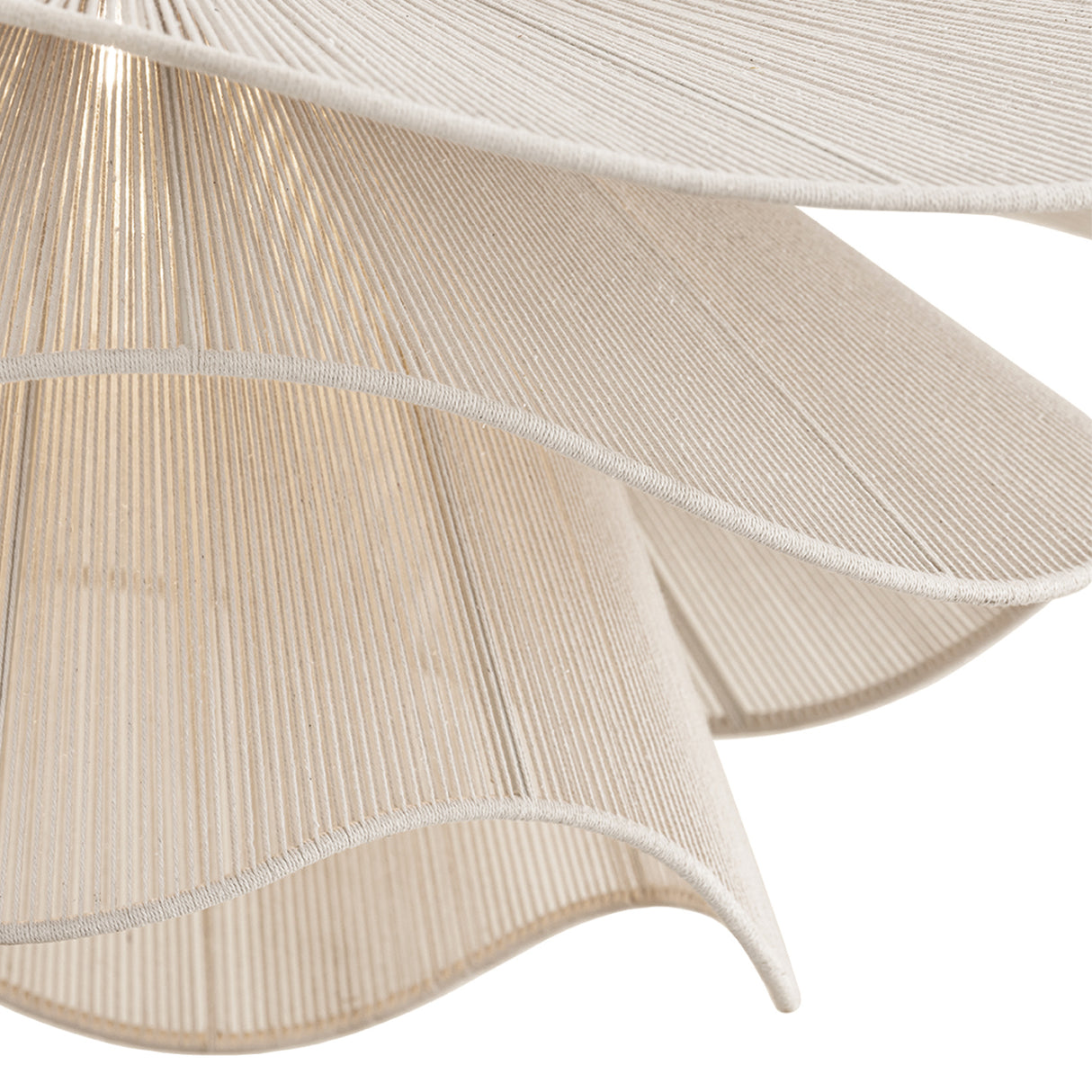 Lotus Chandelier 34", Aged Brass and Natural Cotton
