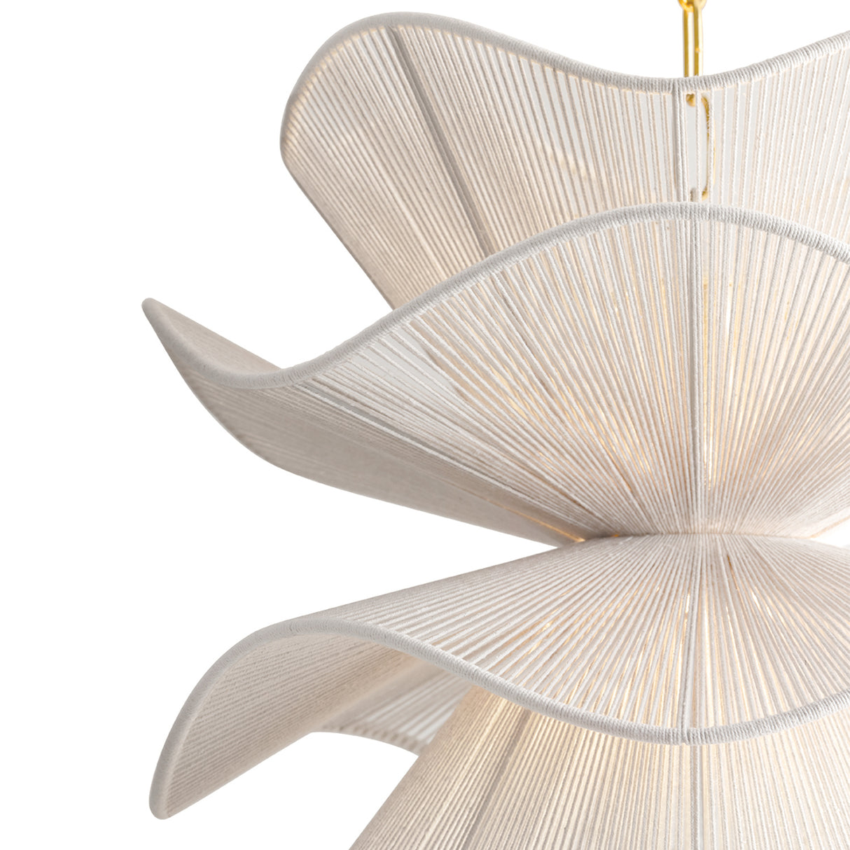 Lotus Pendant 20", Aged Brass and Natural Cotton