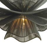 Lotus Chandelier 34", Patina Brass and Rosemary Cotton