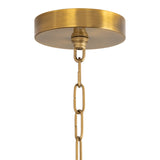 Lotus Chandelier 44", Patina Brass and Rosemary Cotton