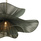 Lotus Chandelier 44", Patina Brass and Rosemary Cotton