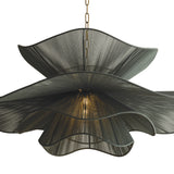 Lotus Chandelier 44", Patina Brass and Rosemary Cotton