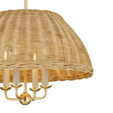 Valencia 4 Light Pendant 20", Aged Brass and Natural Wicker