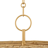 Valencia 5 Light Pendant 30", Aged Brass and Natural Wicker