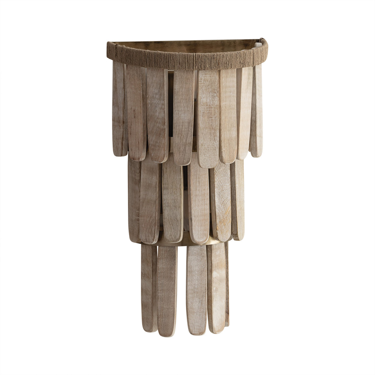 Hannigan Wall Sconce 18", Whitewash Wood and Patina Brass