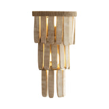 Hannigan Wall Sconce 18", Whitewash Wood and Patina Brass
