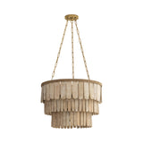 Hannigan Chandelier 26", Whitewash Wood and Patina Brass