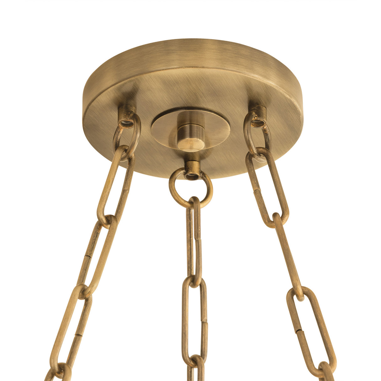 Hannigan Chandelier 26", Whitewash Wood and Patina Brass