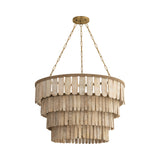 Hannigan Chandelier 37", Whitewash Wood and Patina Brass