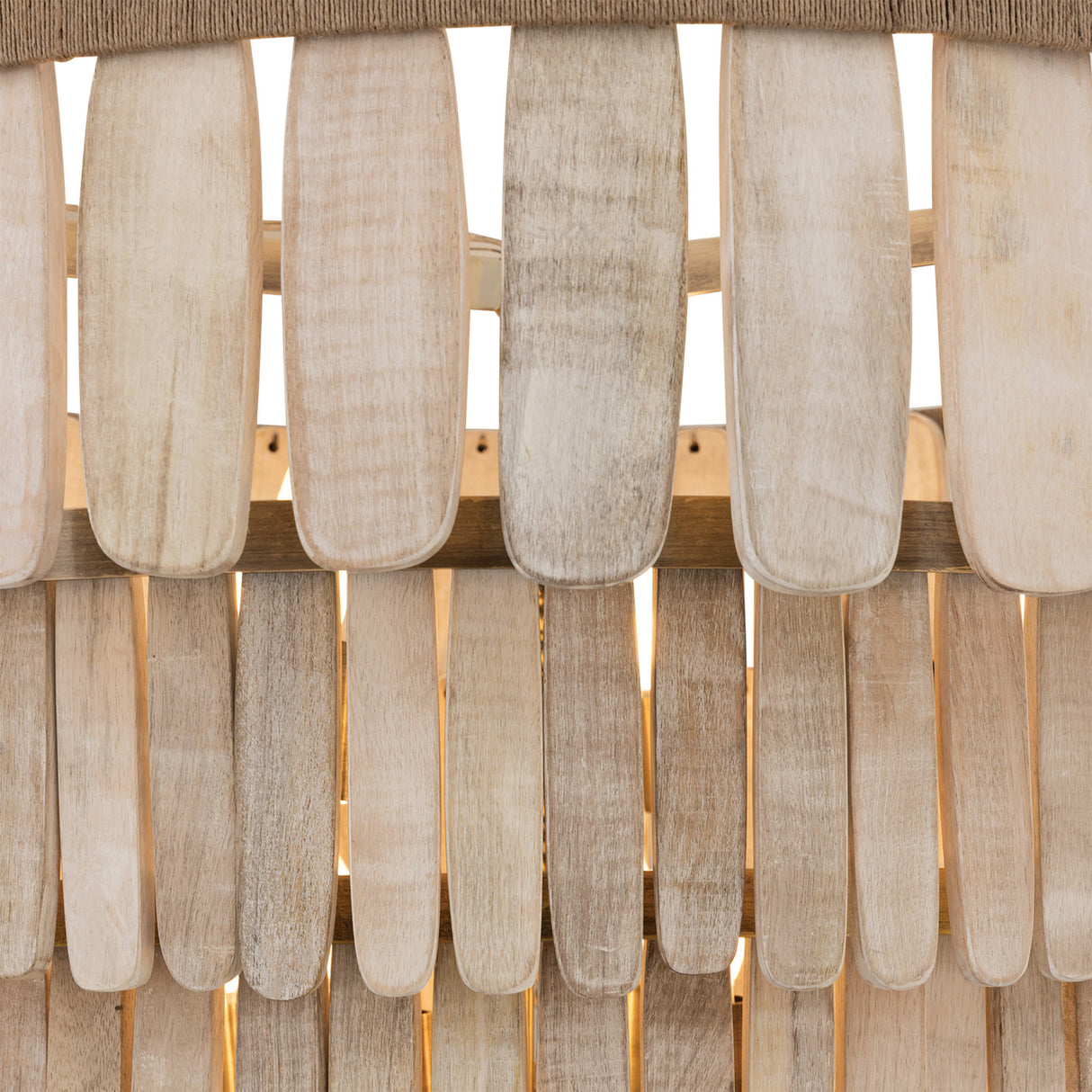 Hannigan Chandelier 37", Whitewash Wood and Patina Brass
