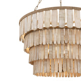 Hannigan Chandelier 37", Whitewash Wood and Patina Brass