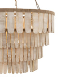 Hannigan Chandelier 37", Whitewash Wood and Patina Brass