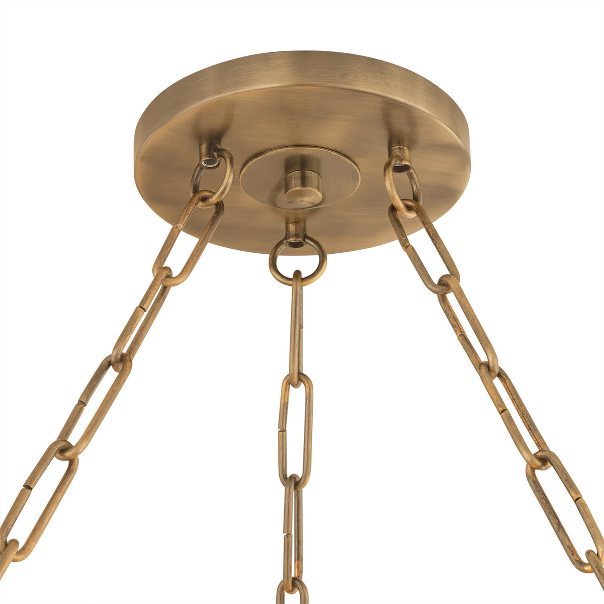 Hannigan Chandelier 37", Whitewash Wood and Patina Brass