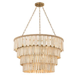 Hannigan Chandelier 37", Whitewash Wood and Patina Brass