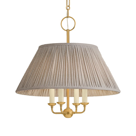 Wilma Candelabra Pendant 20", Aged Brass with Taupe Printed Shade