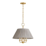 Wilma Candelabra Pendant 20", Aged Brass with Taupe Printed Shade