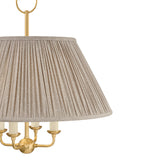 Wilma Candelabra Pendant 20", Aged Brass with Taupe Printed Shade