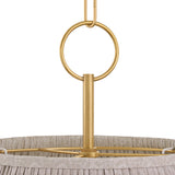 Wilma Candelabra Pendant 20", Aged Brass with Taupe Printed Shade
