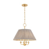 Wilma Candelabra Pendant 20", Aged Brass with Taupe Printed Shade