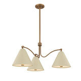 Bryden 3 Light Chandelier 30", Patina Brass and Soft Sand