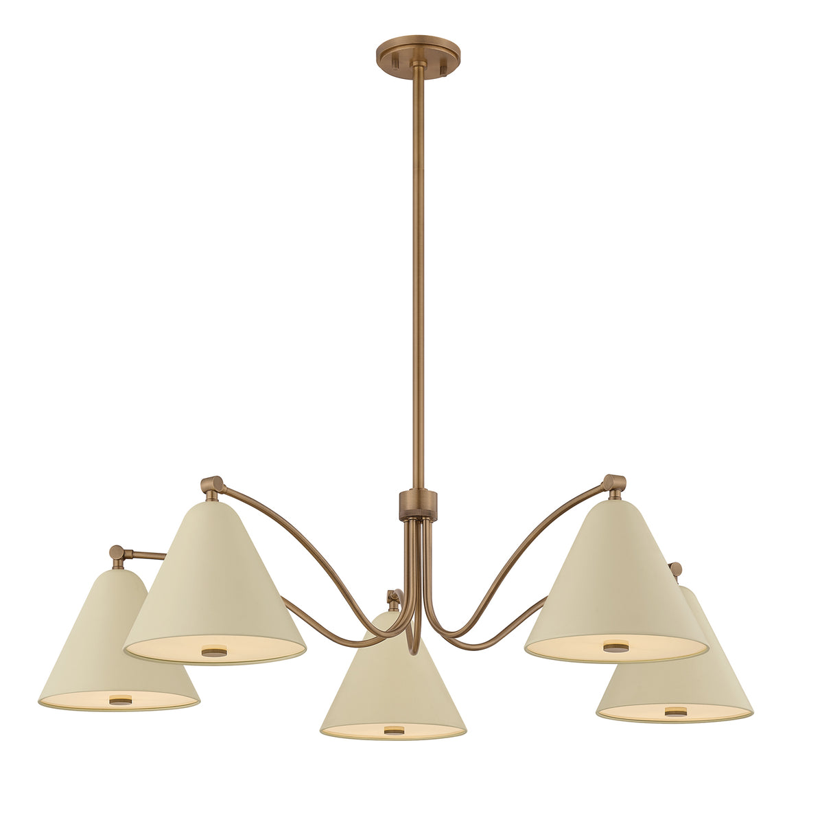 Bryden 5 Light Chandelier 42", Patina Brass and Soft Sand