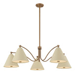 Bryden 5 Light Chandelier 42", Patina Brass and Soft Sand