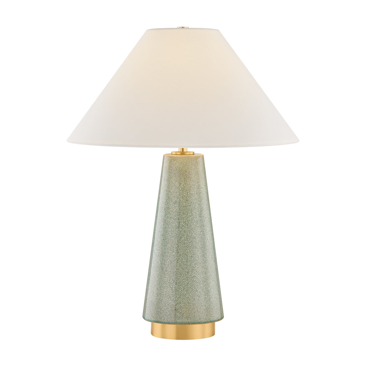 Palmyra Table Lamp 27", Aged Brass and Glossy Sage Green Crackle