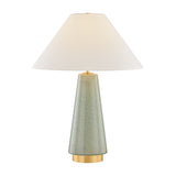 Palmyra Table Lamp 27", Aged Brass and Glossy Sage Green Crackle