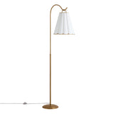 Gracelyn Floor Lamp 65", Patina Brass with Beige and White Linen