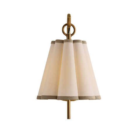 Gracelyn Wall Sconce 13", Patina Brass with Beige and White Linen