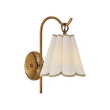 Gracelyn Wall Sconce 13", Patina Brass with Beige and White Linen