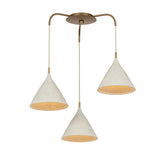 Harlen 3 Light Chandelier, Patina Brass and Limewash
