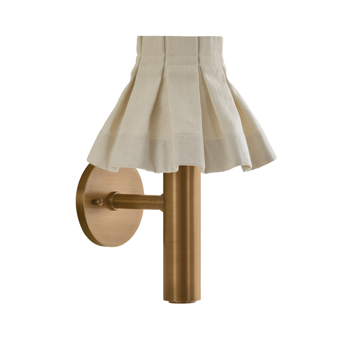 Tabitha Wall Sconce 13", Patina Brass and Wheat Pleated Linen