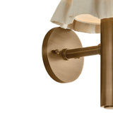 Tabitha Wall Sconce 13", Patina Brass and Wheat Pleated Linen