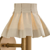 Tabitha Wall Sconce 13", Patina Brass and Wheat Pleated Linen
