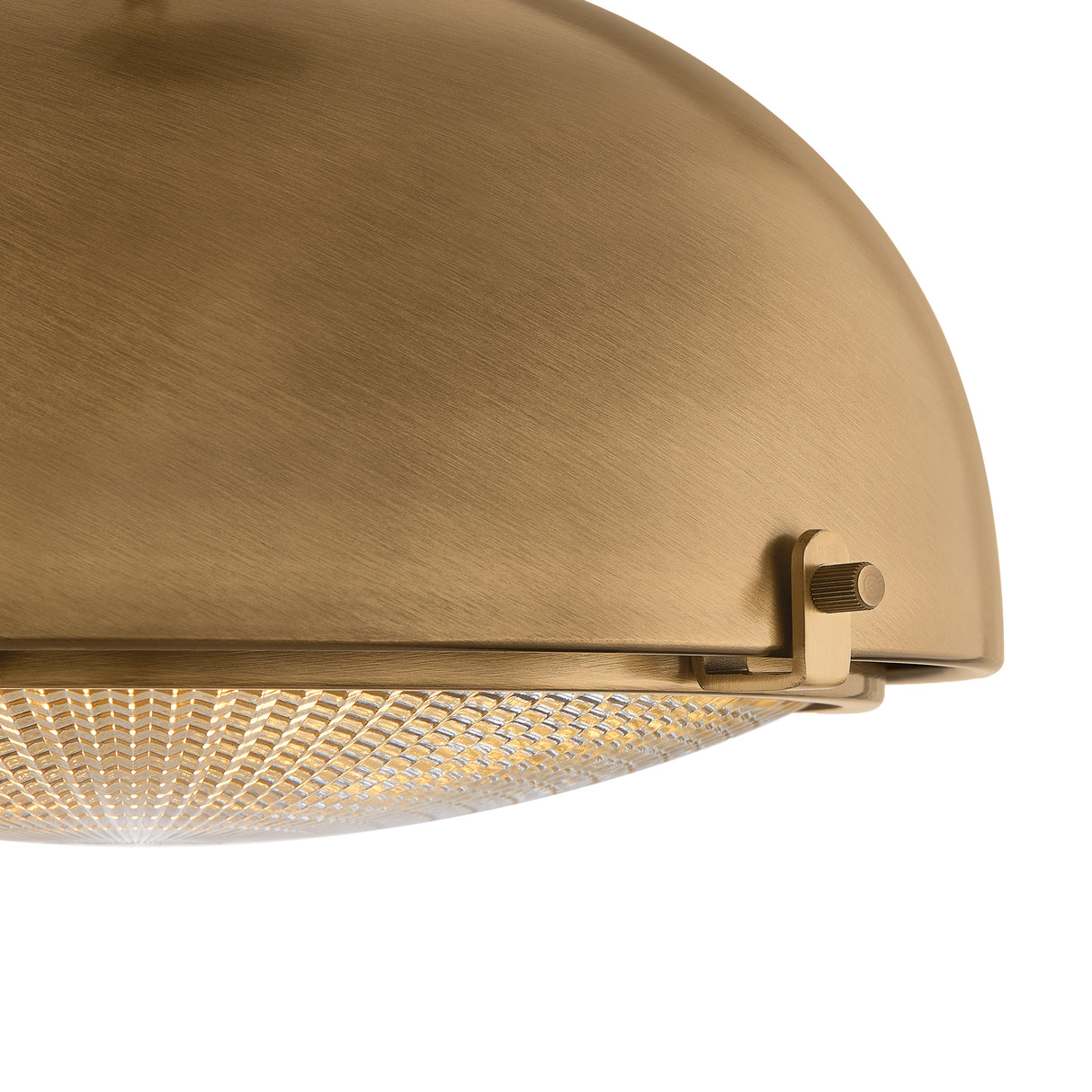 Cleveland Flush Mount 13", Patina Brass and Textured Clear Glass