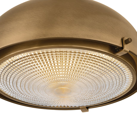 Cleveland Flush Mount 13", Patina Brass and Textured Clear Glass
